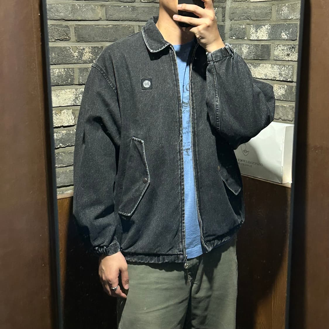 S) LMC 오버핏 흑청 데님 블루종 자켓 블랙 상품이미지10