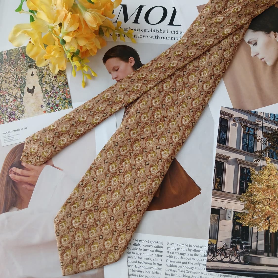 레노마 실크 브라운 패턴 넥타이 9.4cm A+등급 A19358
 상품이미지4