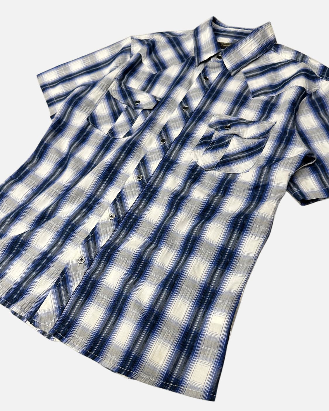 THRUXTON blue check texture western shir 상품이미지3