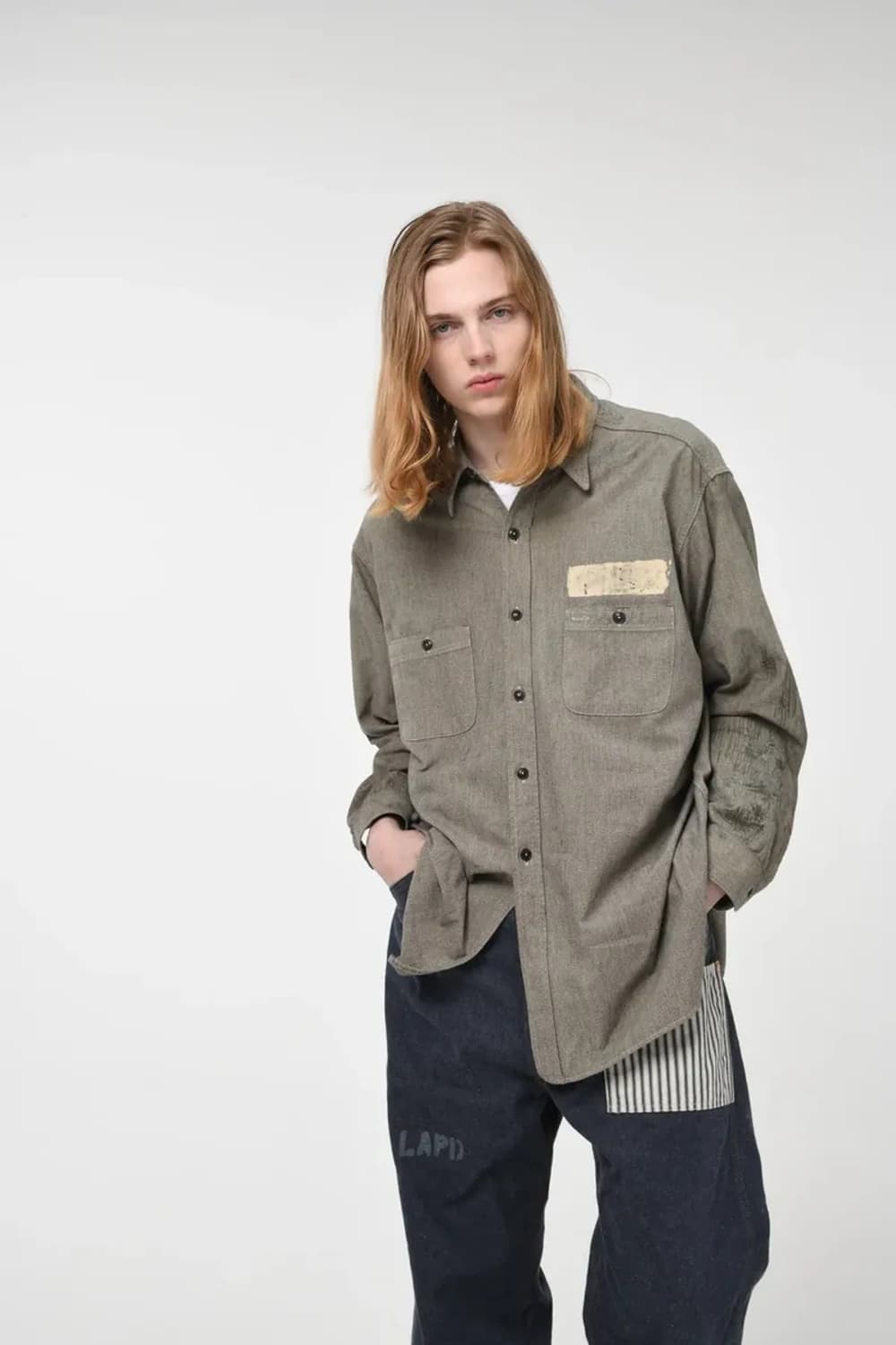 XL) BOWWOW 바우와우 24FW 프리즈너 블랙 샴브레이 셔츠 상품이미지8