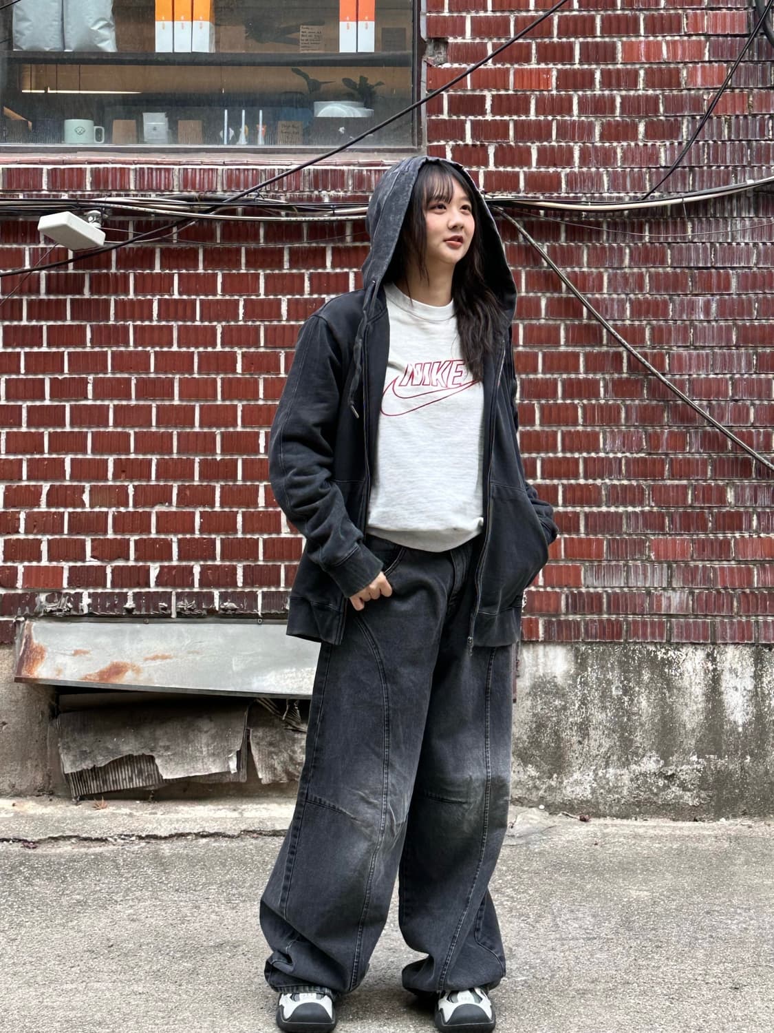 나이키 리버시블 바막 나이키 맨투맨 버카루 후집 흑청 팬츠 코디세트 상품이미지9