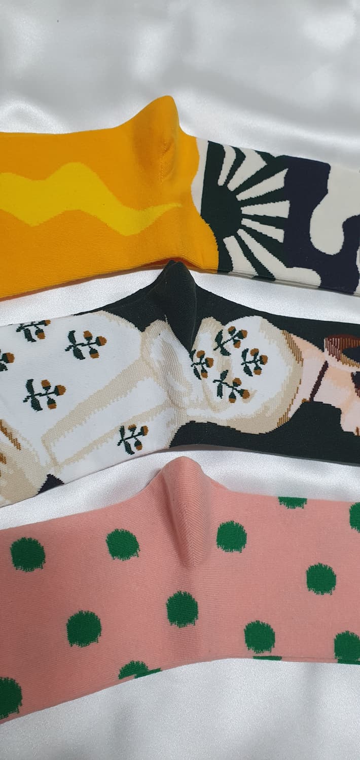 오렌지 그린 크림베이지 도트 Bonne Maison 본메종 양말  상품이미지3