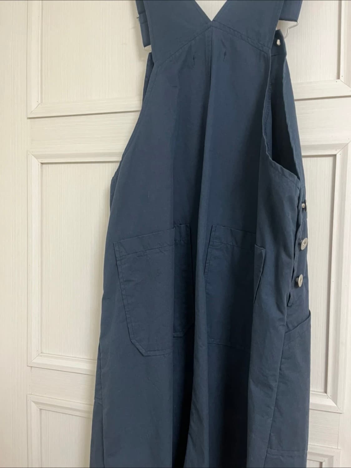 네이비 멜빵 롱 코튼 면 원피스 상품이미지6