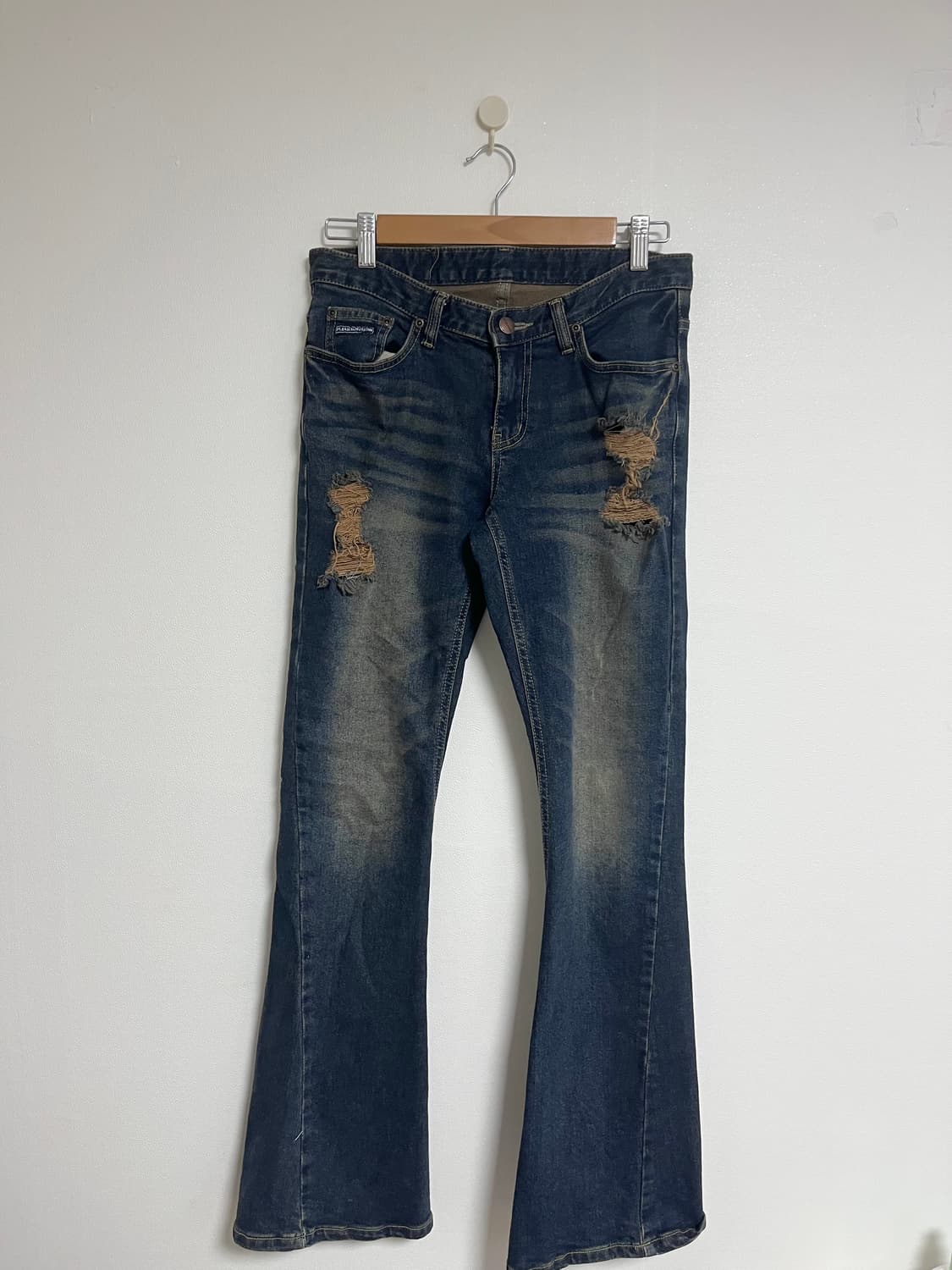 플리즈노팔로우 워싱 데미지 부츠컷 데님 빈티지블루 1사이즈 상품이미지6