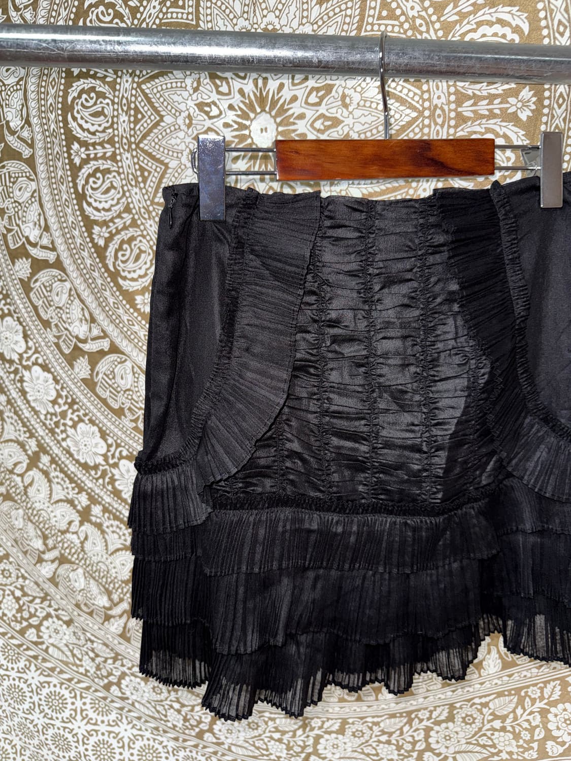 여성 발레코어 블랙 플리츠 셔링 미니스커트  상품이미지4