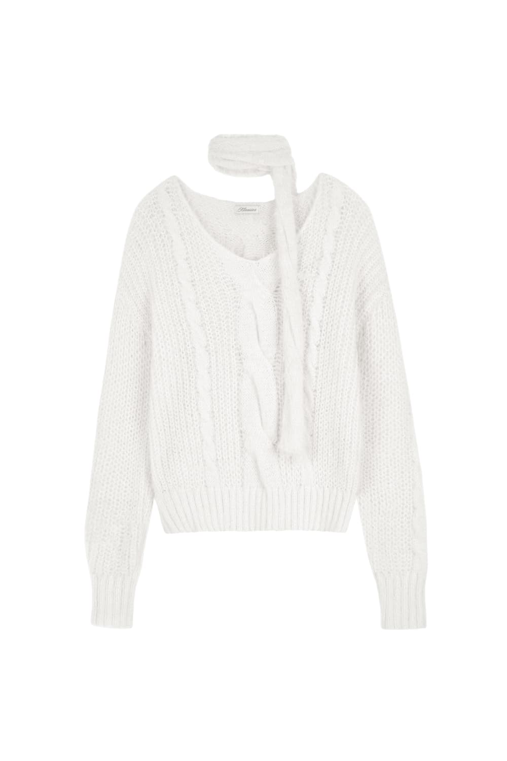 클리시어 Softy cable knit & muffler, White 상품이미지1
