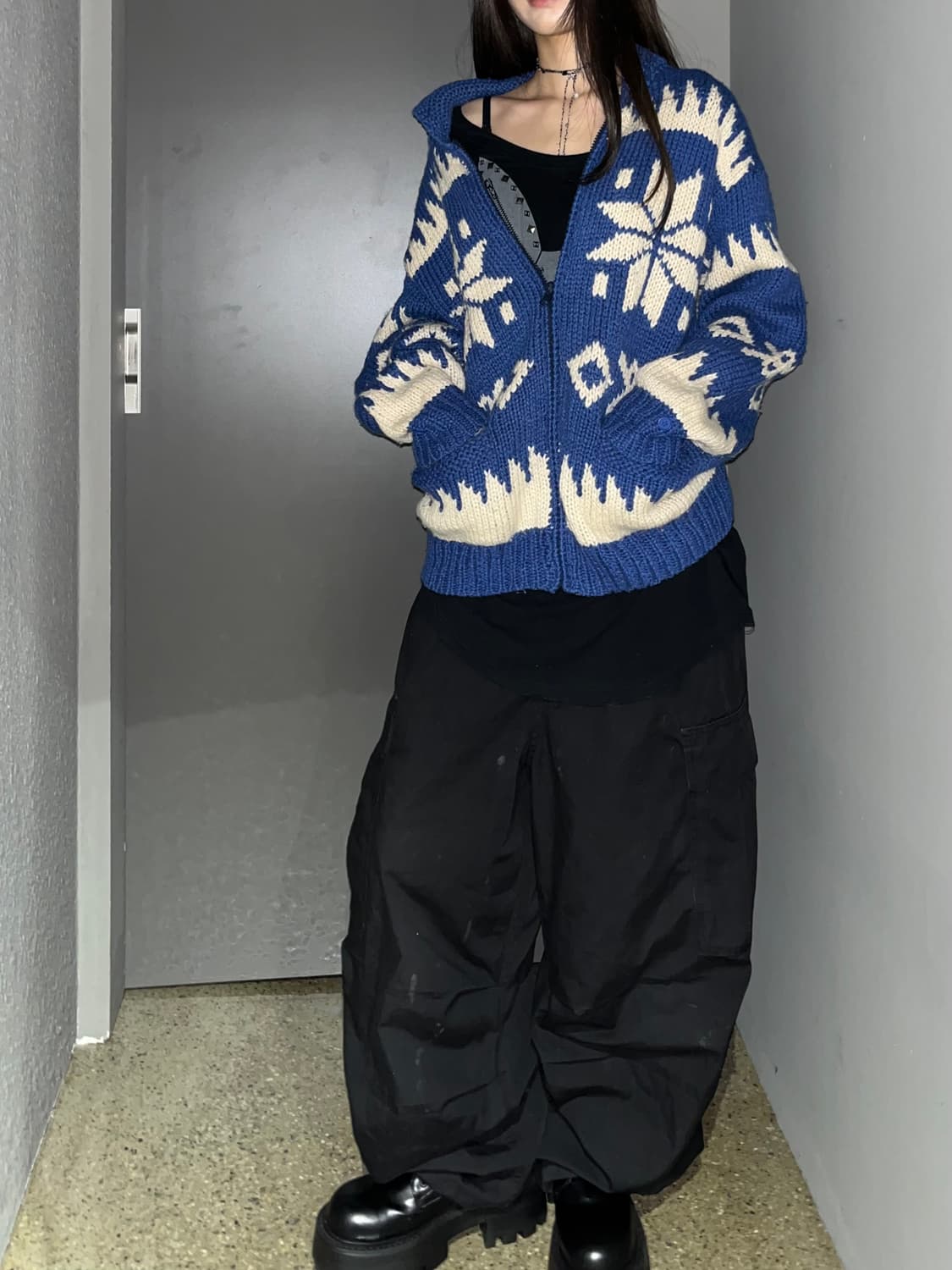 빈티지 울 니트집업 상품이미지2