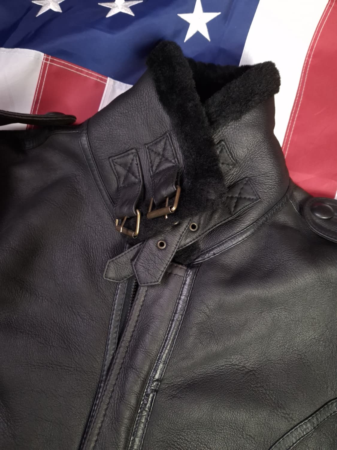 90's 국내산 미공군 B-3 TYPE 리얼레더 항공폭격기 무스탕 상품이미지3