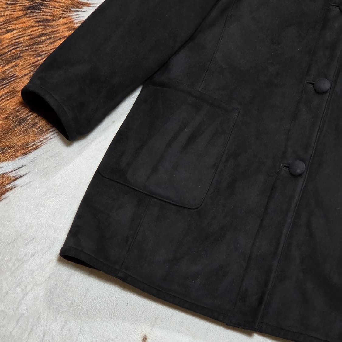 빈티지 콩버튼 무스탕 퍼 코트 자켓 상품이미지3