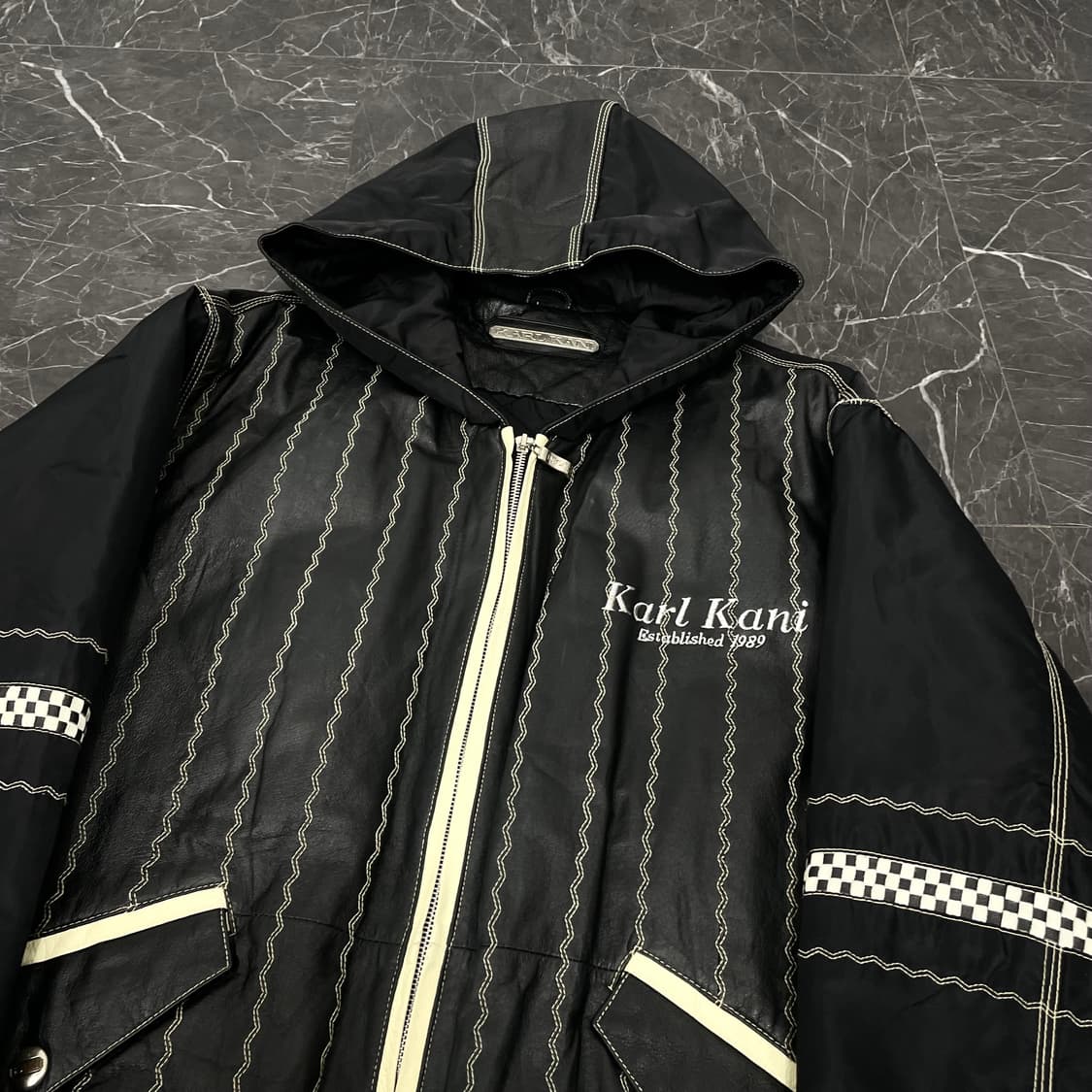 2XL 칼카니 소가죽 레이싱 후드 점퍼 상품이미지7
