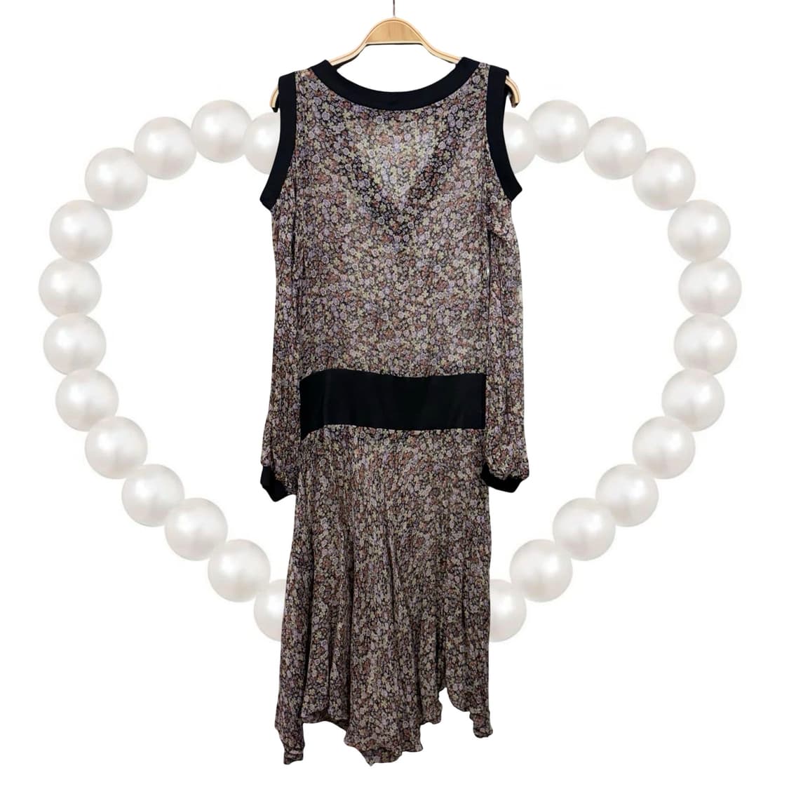 일본 빈티지 유니크 오리엔탈 쉬폰 어깨 트임 원피스 상품이미지2