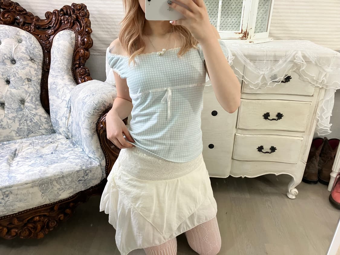 화이트 레이스 프릴 스커트 상품이미지3