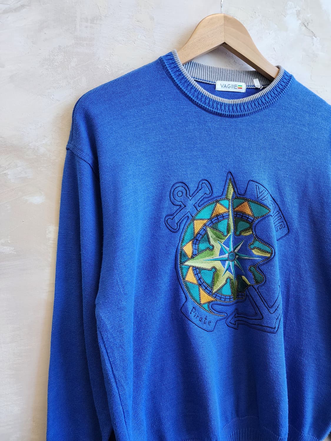 일본빈티지 블루 자수 니트 상품이미지2