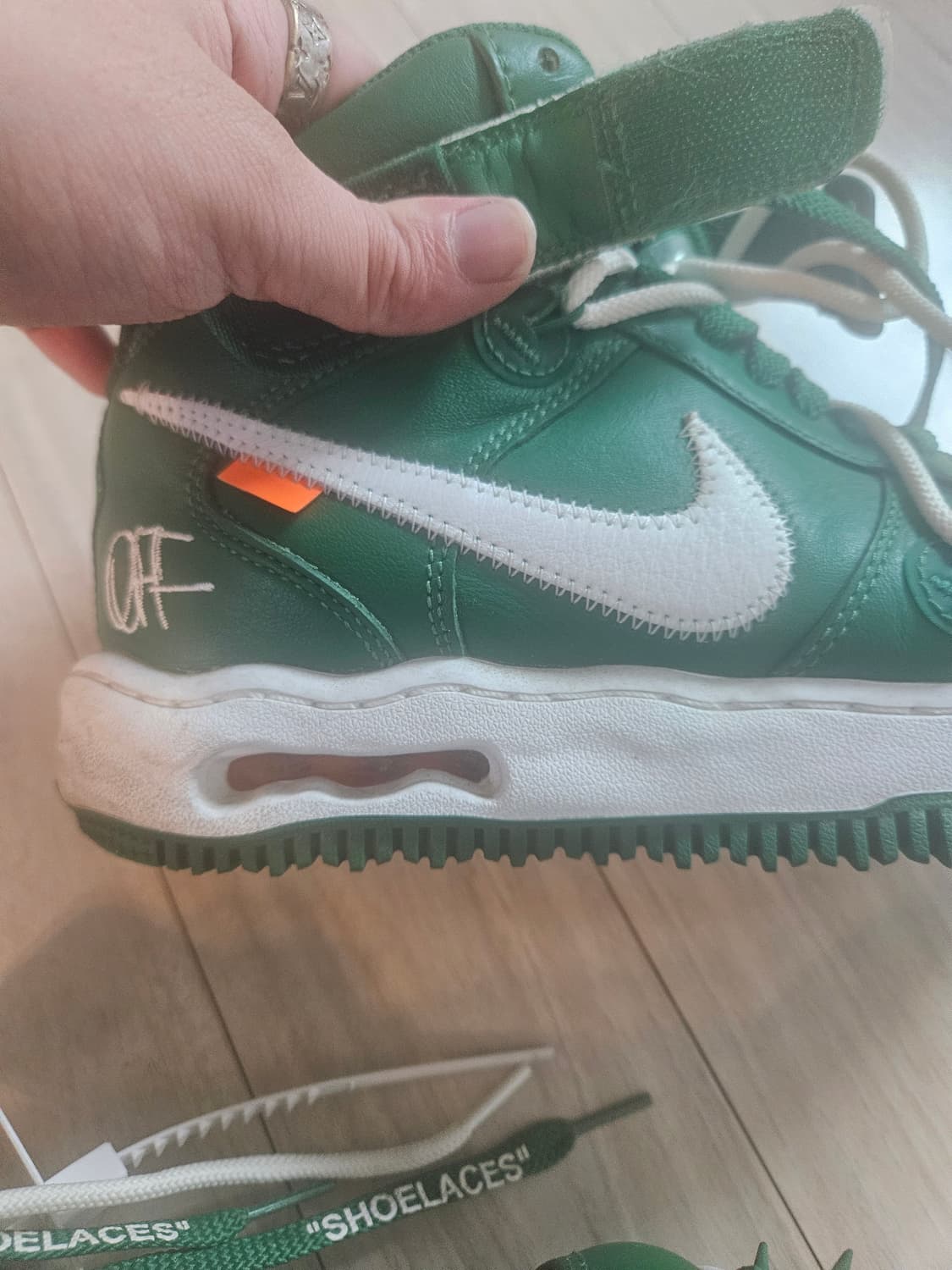 나이키 x 오프화이트 에어포스1 미드 그린 상품이미지3