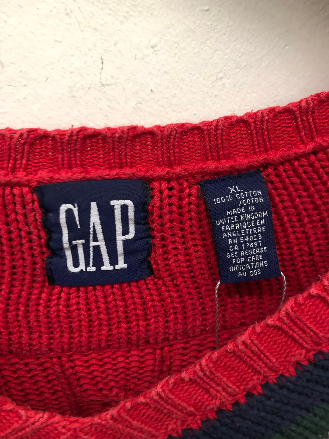 90s 올드 갭 브이넥 케이블 니트 상품이미지3