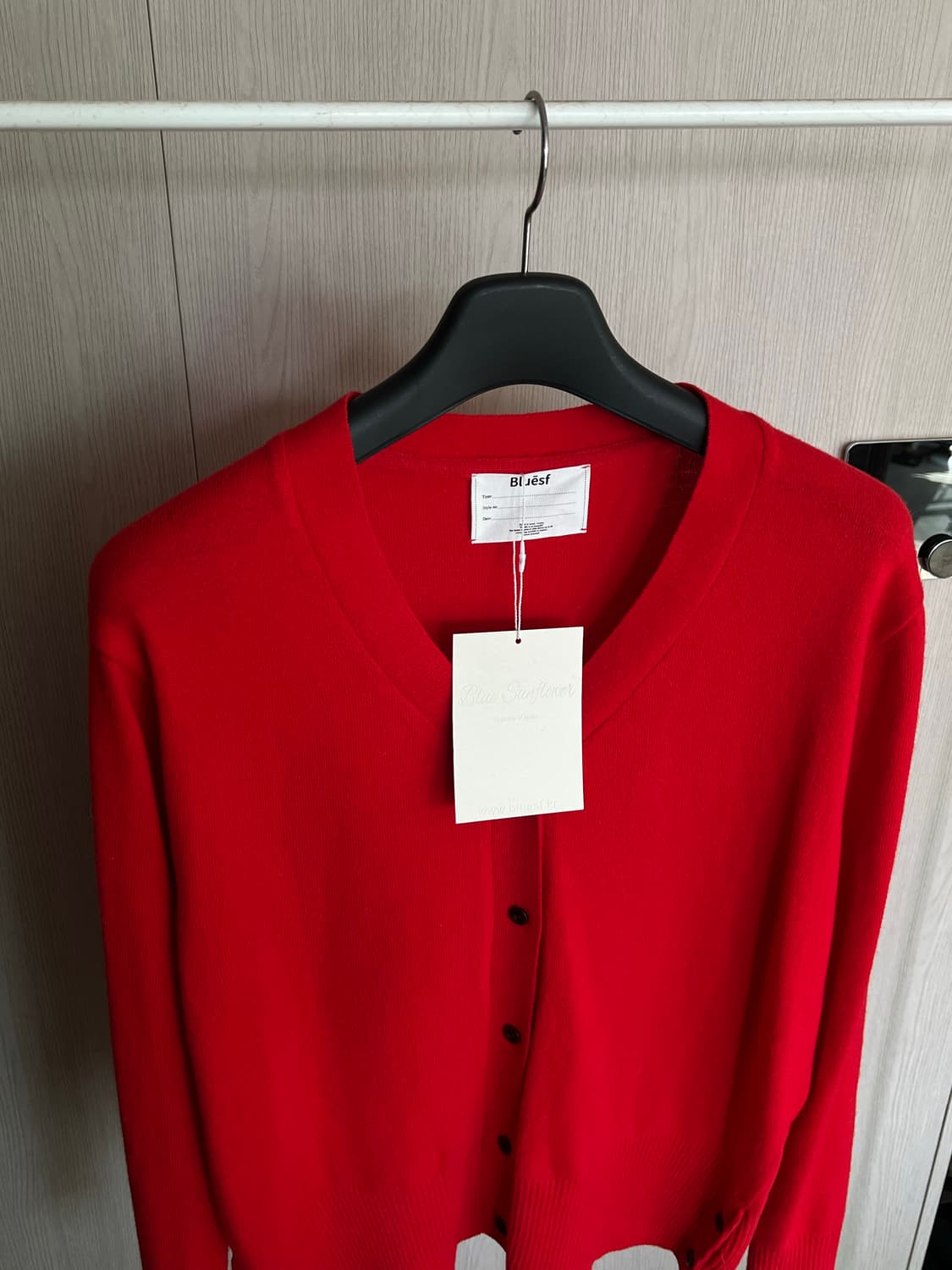 블루썬플라워 블룸 램스 울 레드 가디건 [새상품] L사이즈 상품이미지4