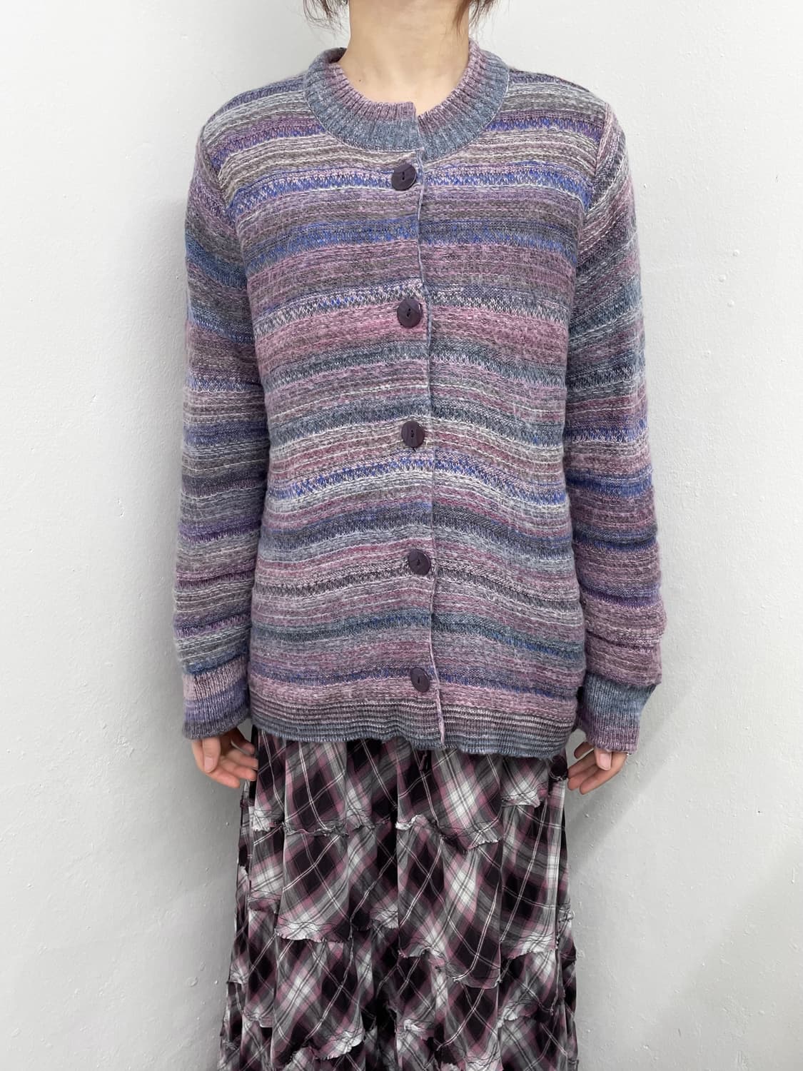 하구미 무지개떡 버튼 가디건 상품이미지4