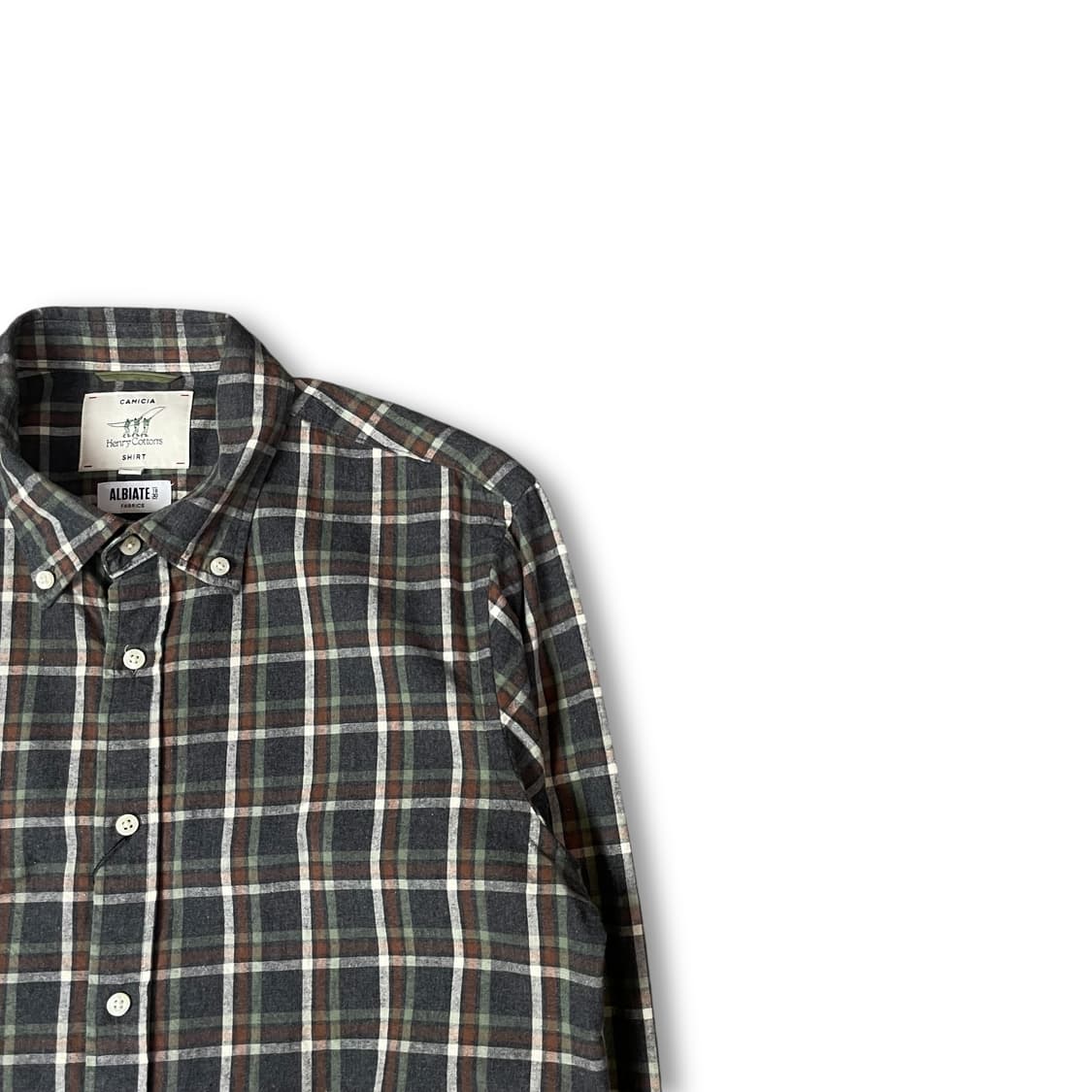 헨리코튼 네이비 브라운 그린 멀티 체크 긴팔 셔츠 100 상품이미지2