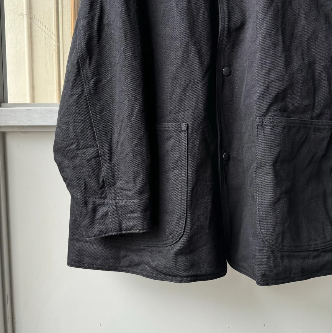 [1] 25AW COMOLI 코모리 데님 레더 워크 자켓 블랙 상품이미지4