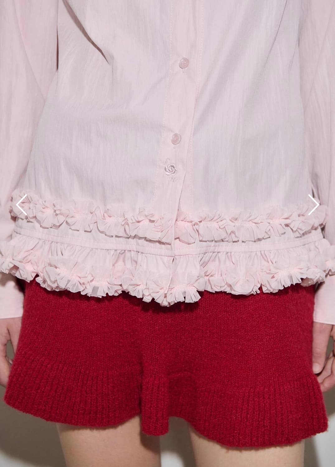 시눈 Logo Frill Collar Shirt 로고 프릴 셔츠 핑크 상품이미지2