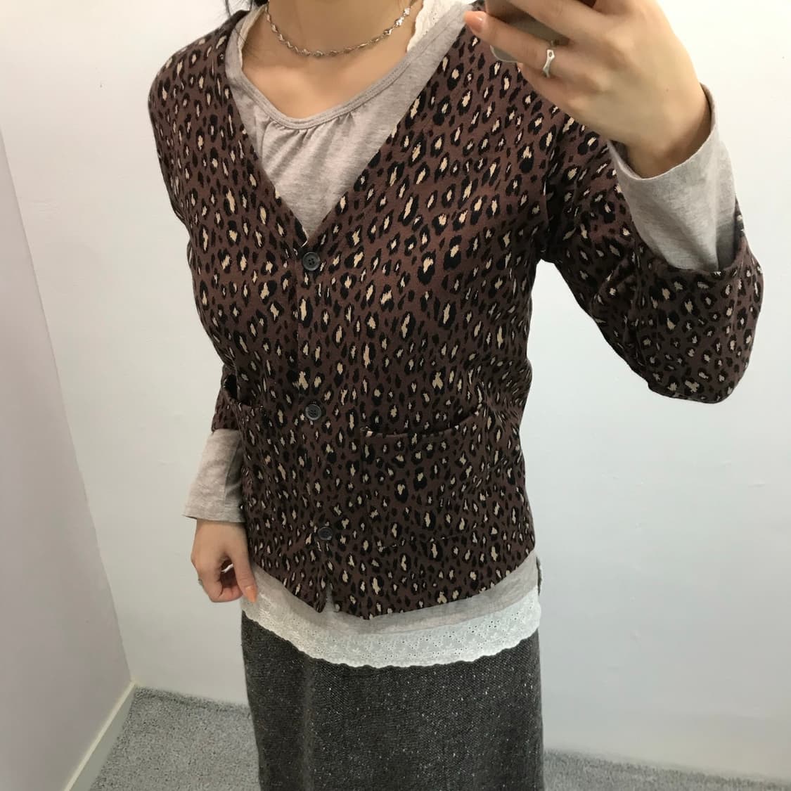 레오파드 7부 포켓 가디건 상품이미지2