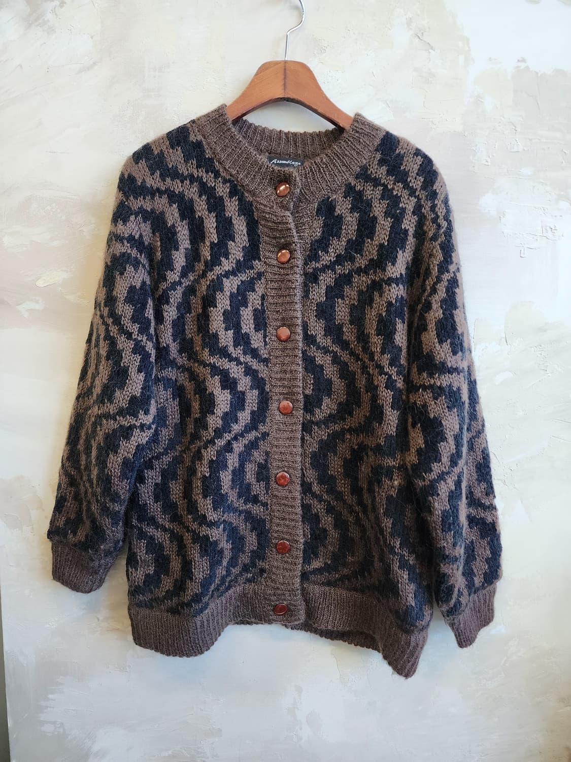 울혼방 지브라 니트 가디건 상품이미지1