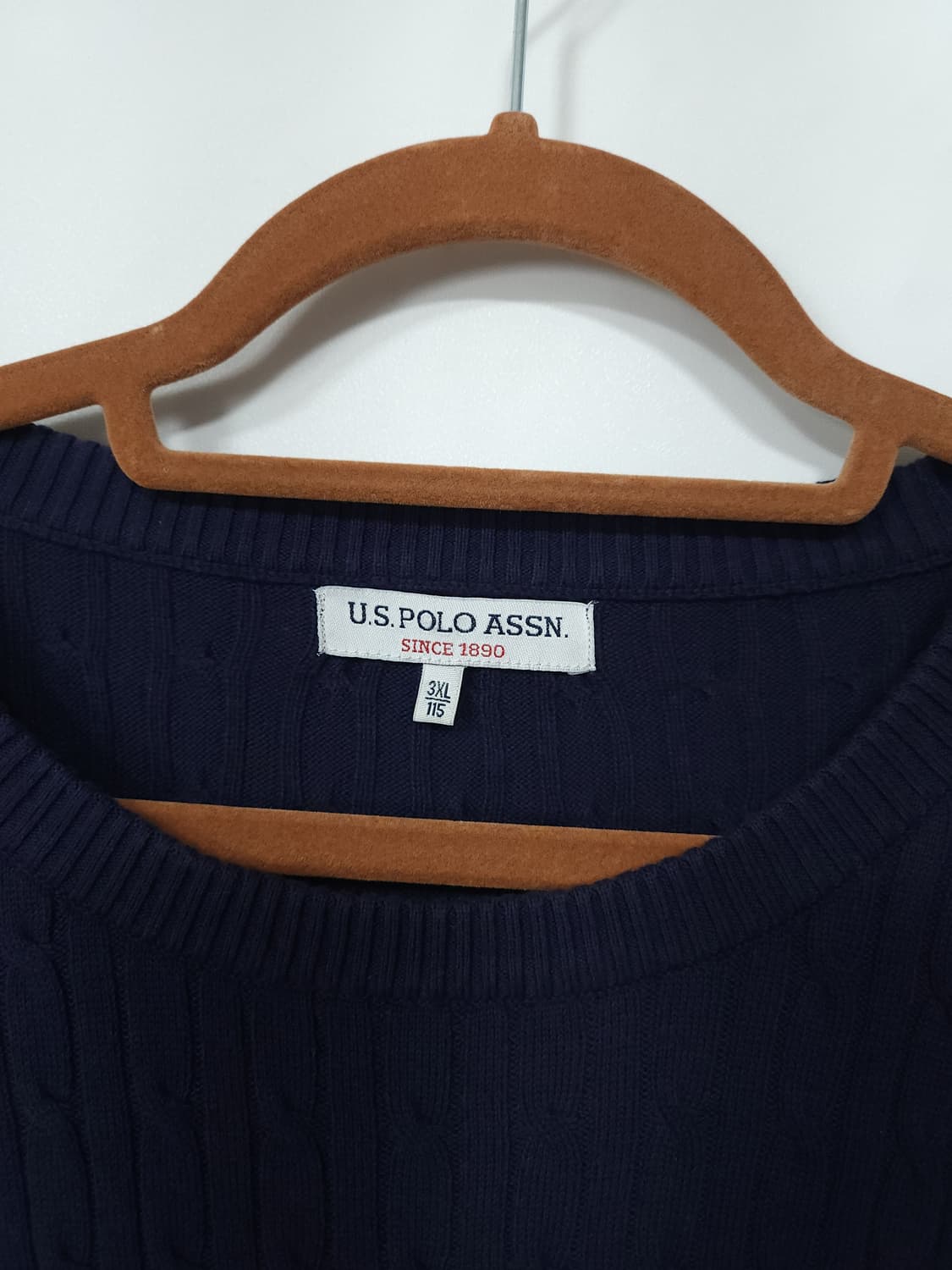 U.S. POLO ASSN. 네이비 꽈배기 니트 3XL 115 새제품 상품이미지2