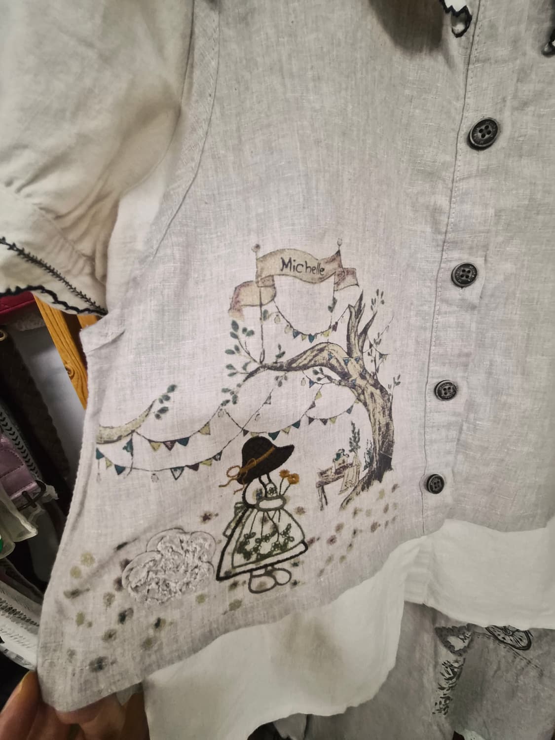 michelle 미셸 린넨 셋업. 린넨 쎄일러 퍼프블라우스 상품이미지6