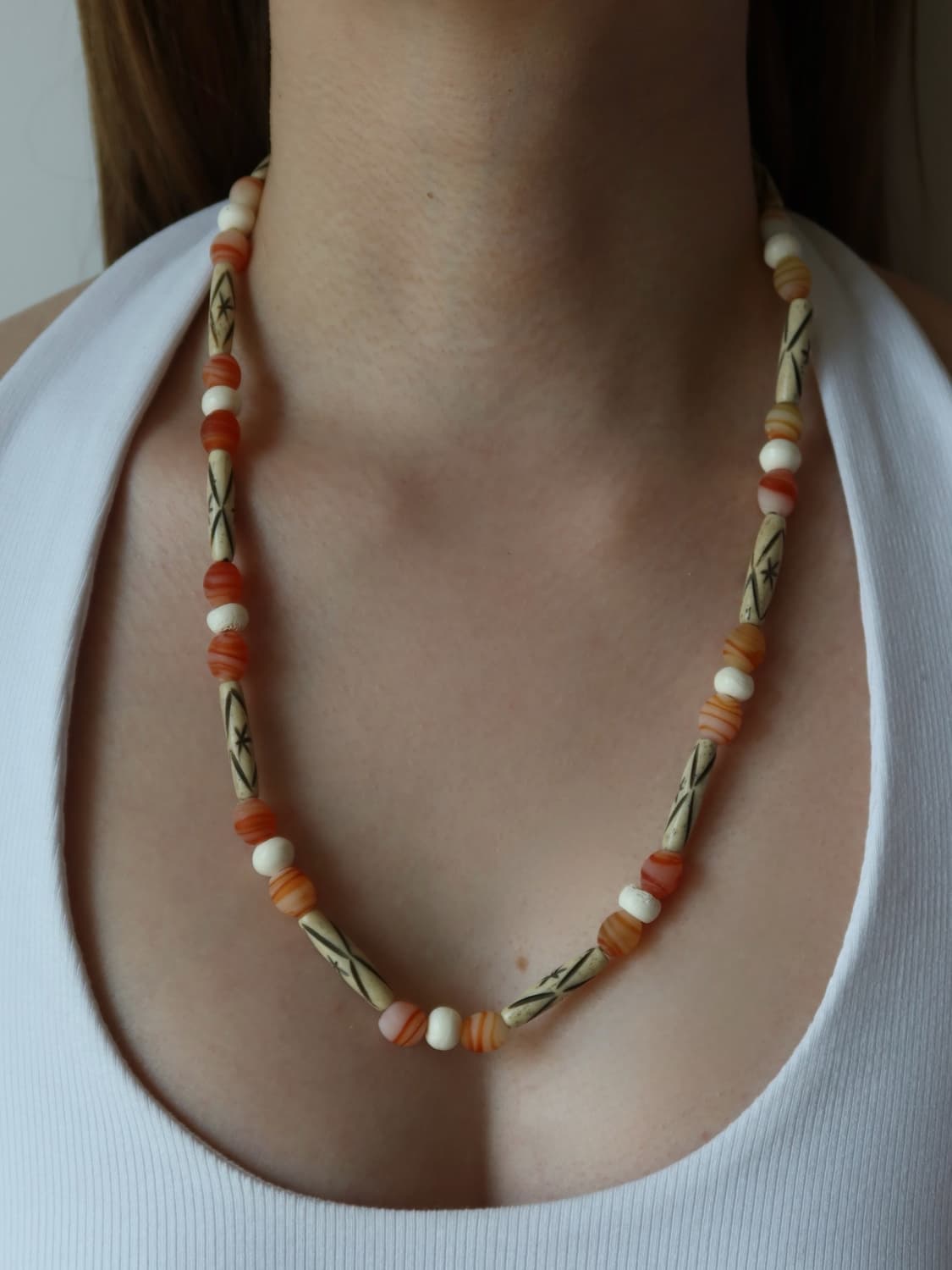 coral pattern bead necklace 상품이미지1