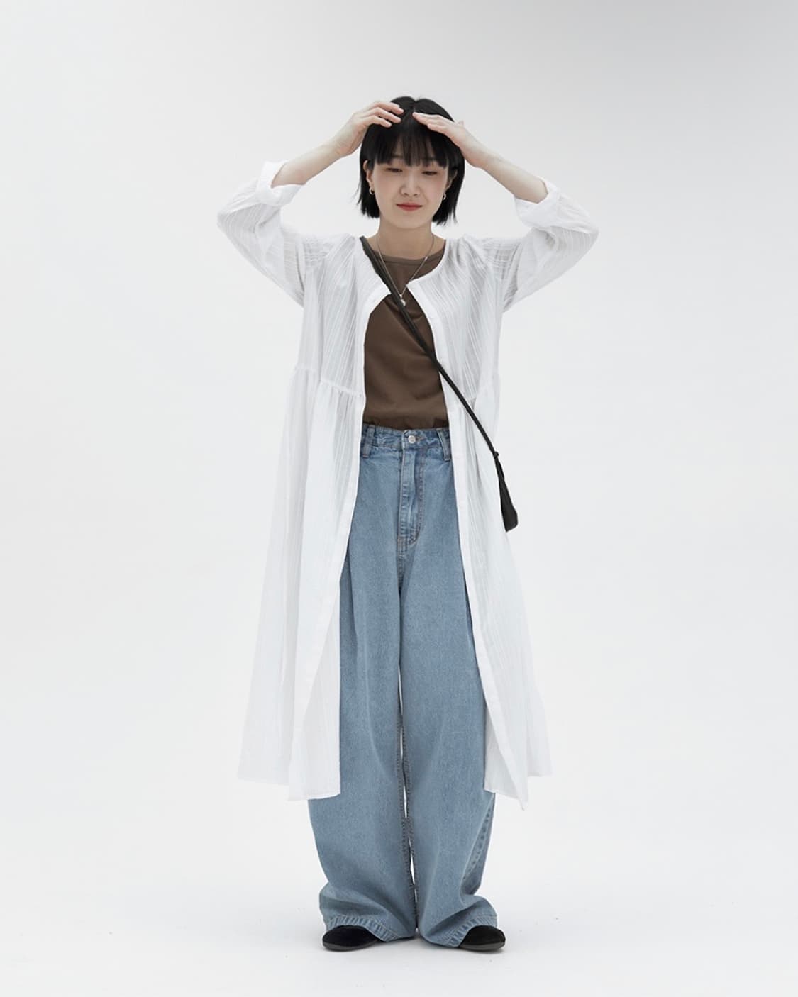 baon 롱 셔츠 원피스+반팔티 (블라우스 원피스) 상품이미지1