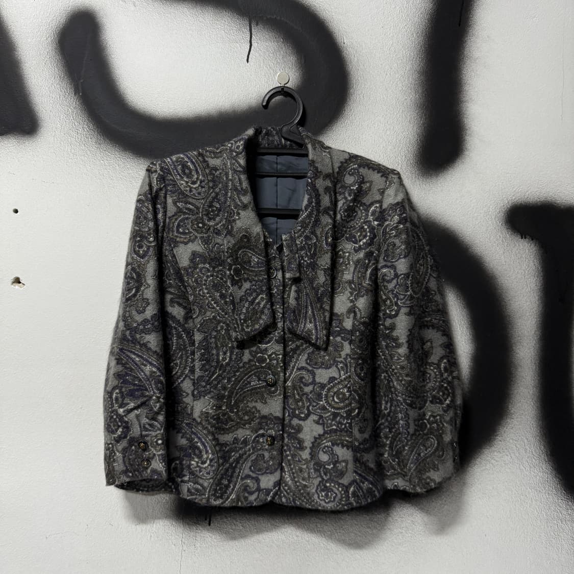 VTG 빈티지 페이즐리 풀 패턴 울 혼방 크롭 자켓 상품이미지1