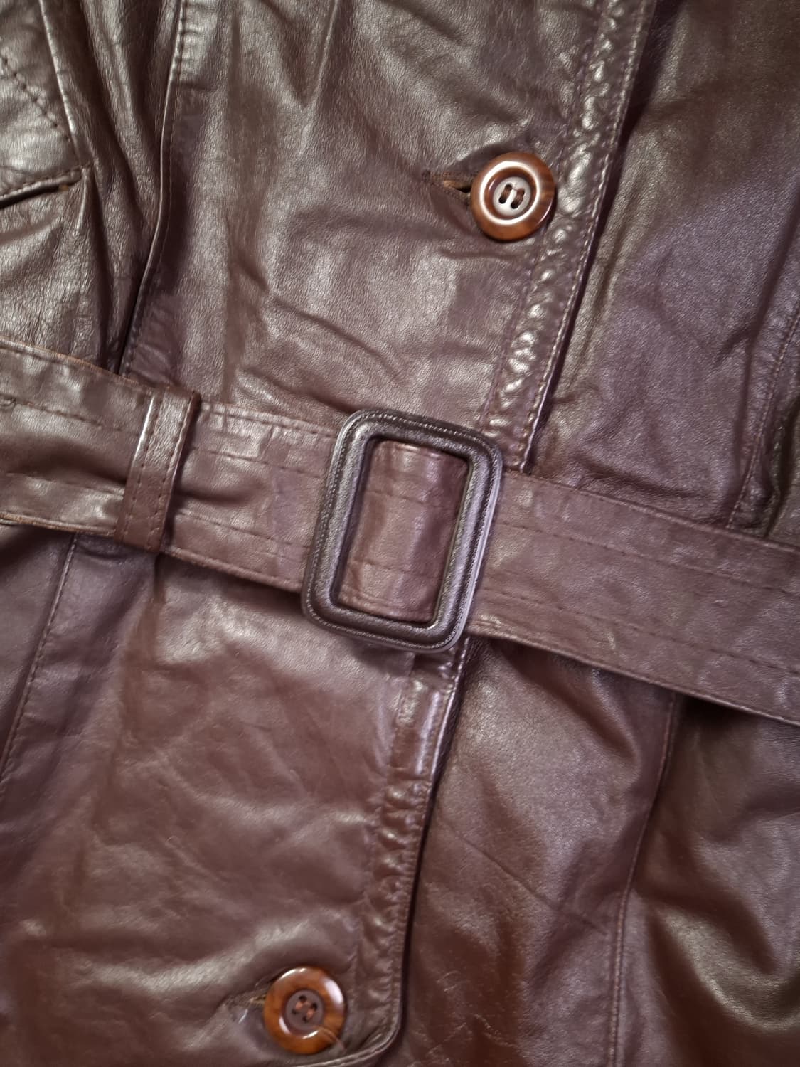 70's 오리지날 캐나다제조 리얼레더 트렌치코트 상품이미지3