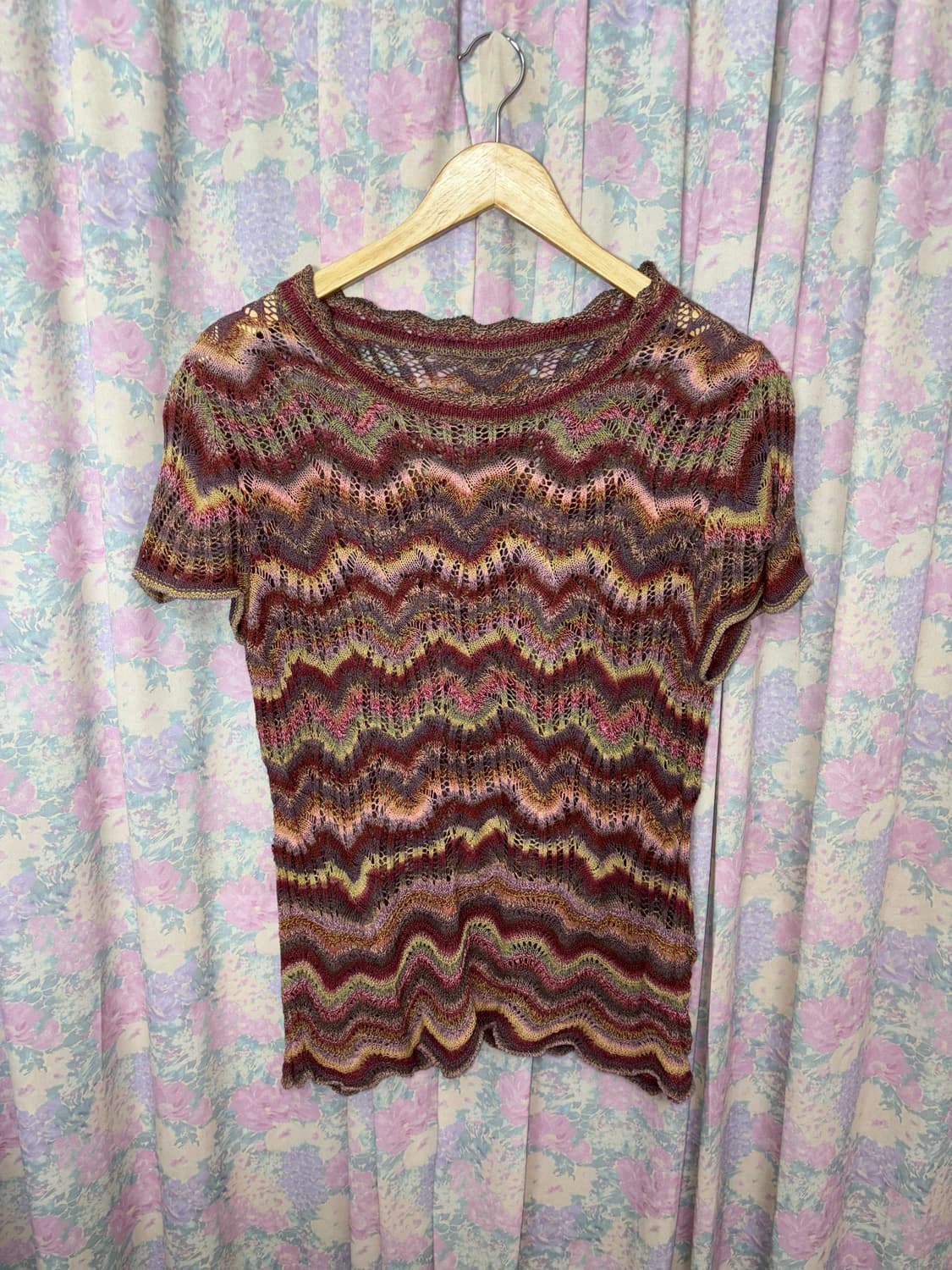 다채색 반소매 니트 탑 상품이미지6