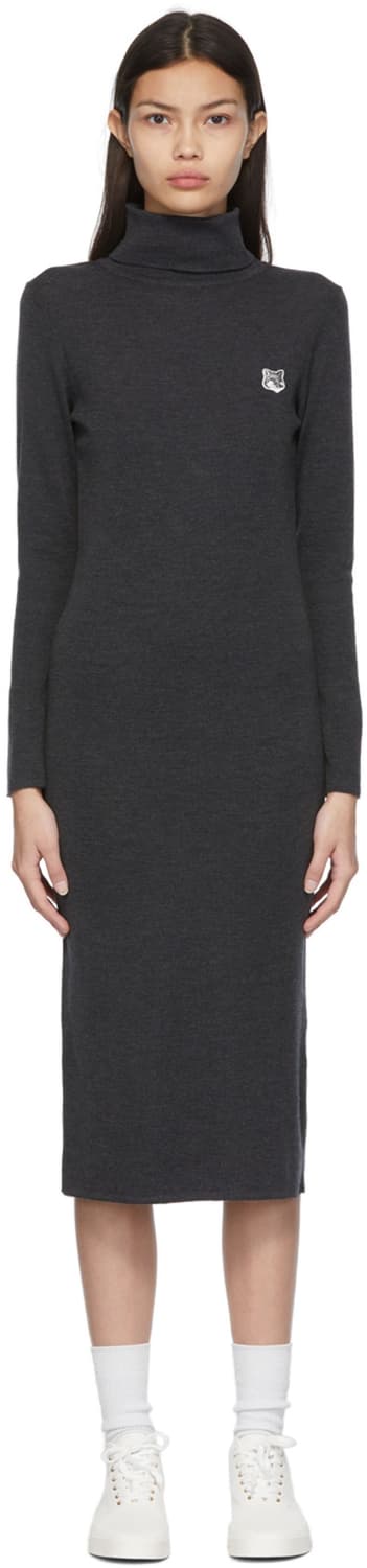 메종 키츠네 그레이 폭스 헤드 패치 니트 원피스 상품이미지2