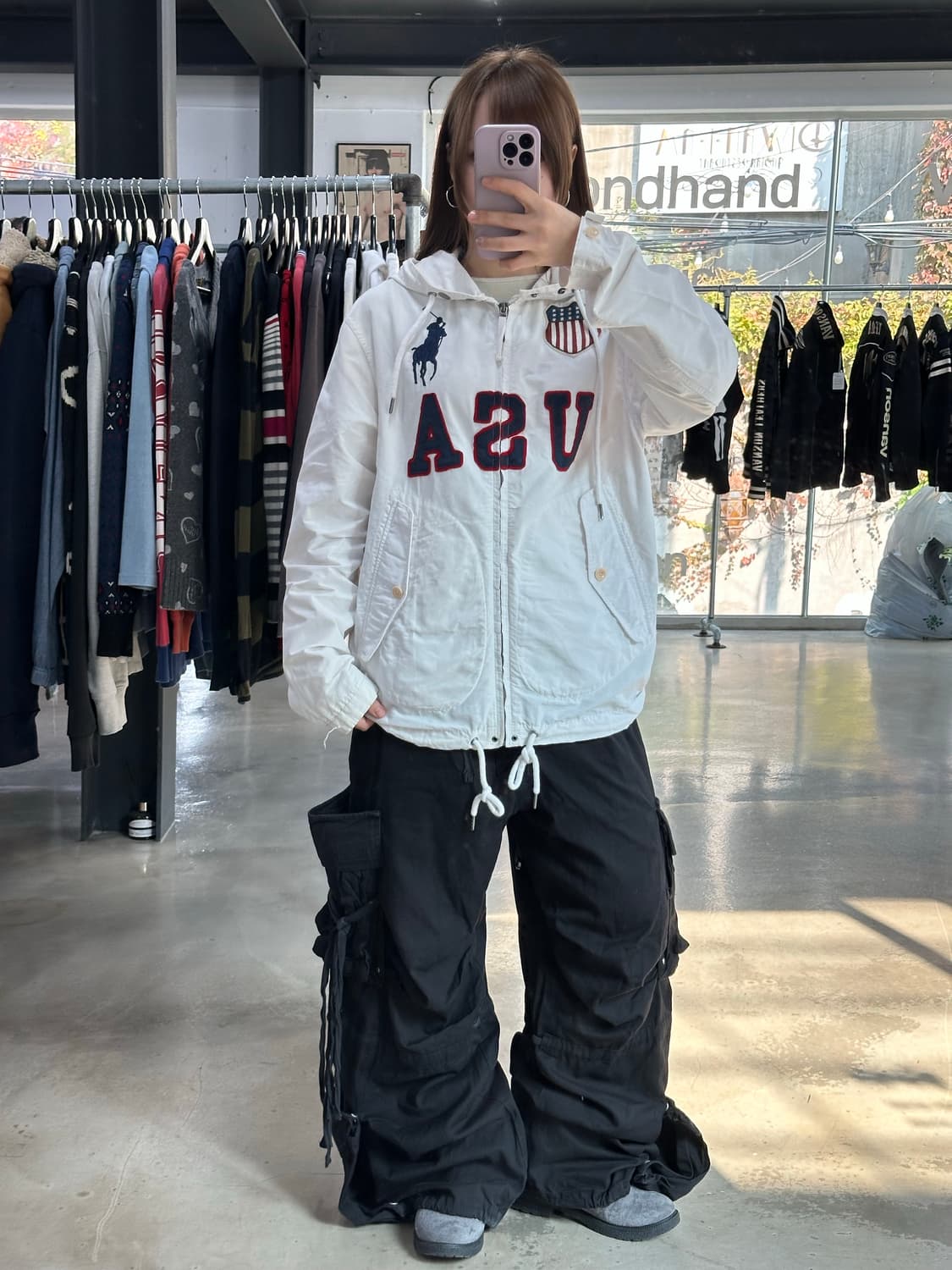 폴로 랄프로렌 USA 빅포니 코튼나일론 컴뱃자켓 화이트 상품이미지2