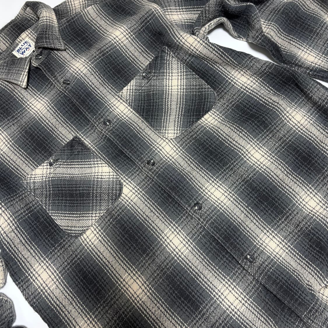 BLUE WAY 옴브레 체크 헤비 플란넬 셔츠 상품이미지2