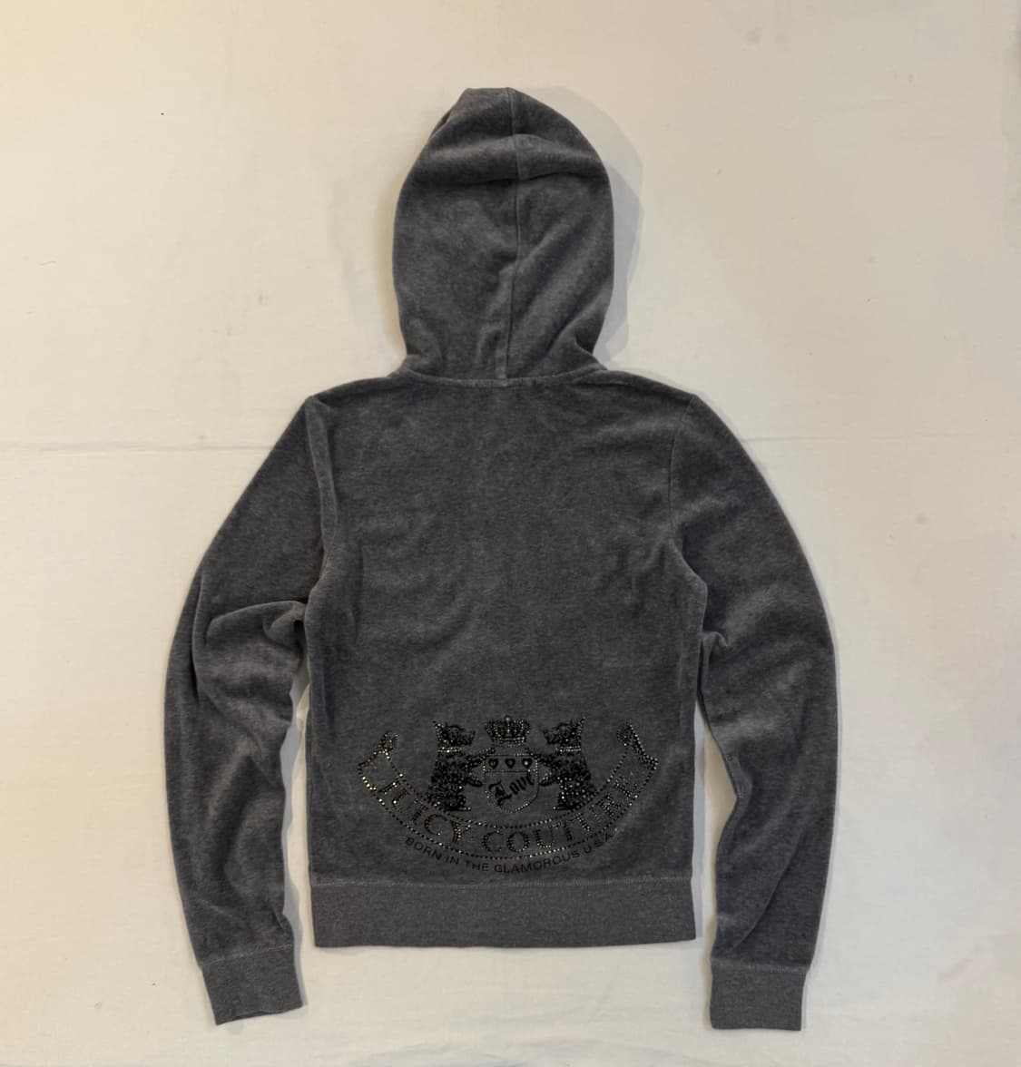 쥬시꾸뛰르 딱붙핏 벨벳 후드집업 그레이 상품이미지1