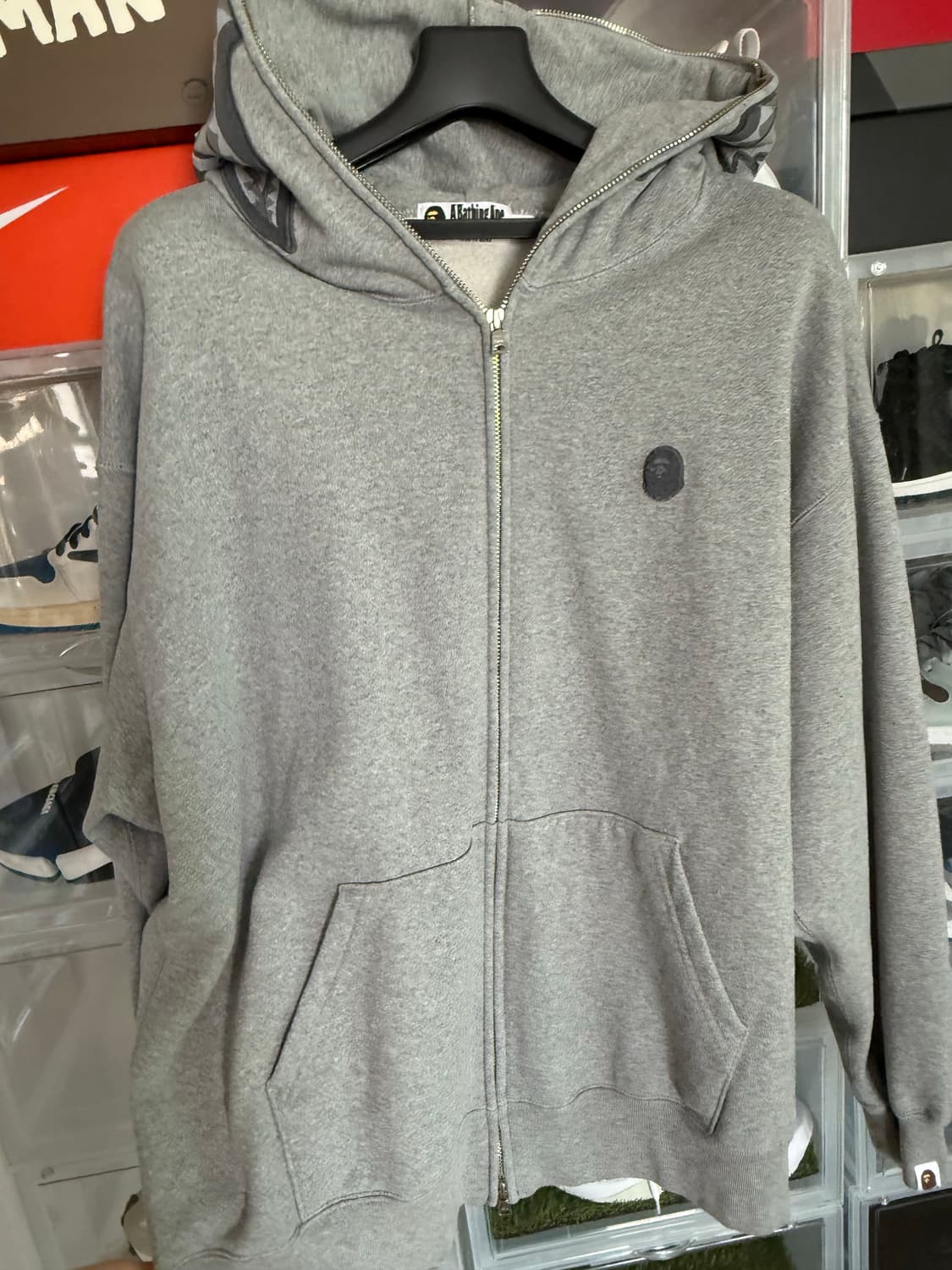베이프 에이프 헤드 원 포인트 샤크 집업 후드 그레이 L 상품이미지10
