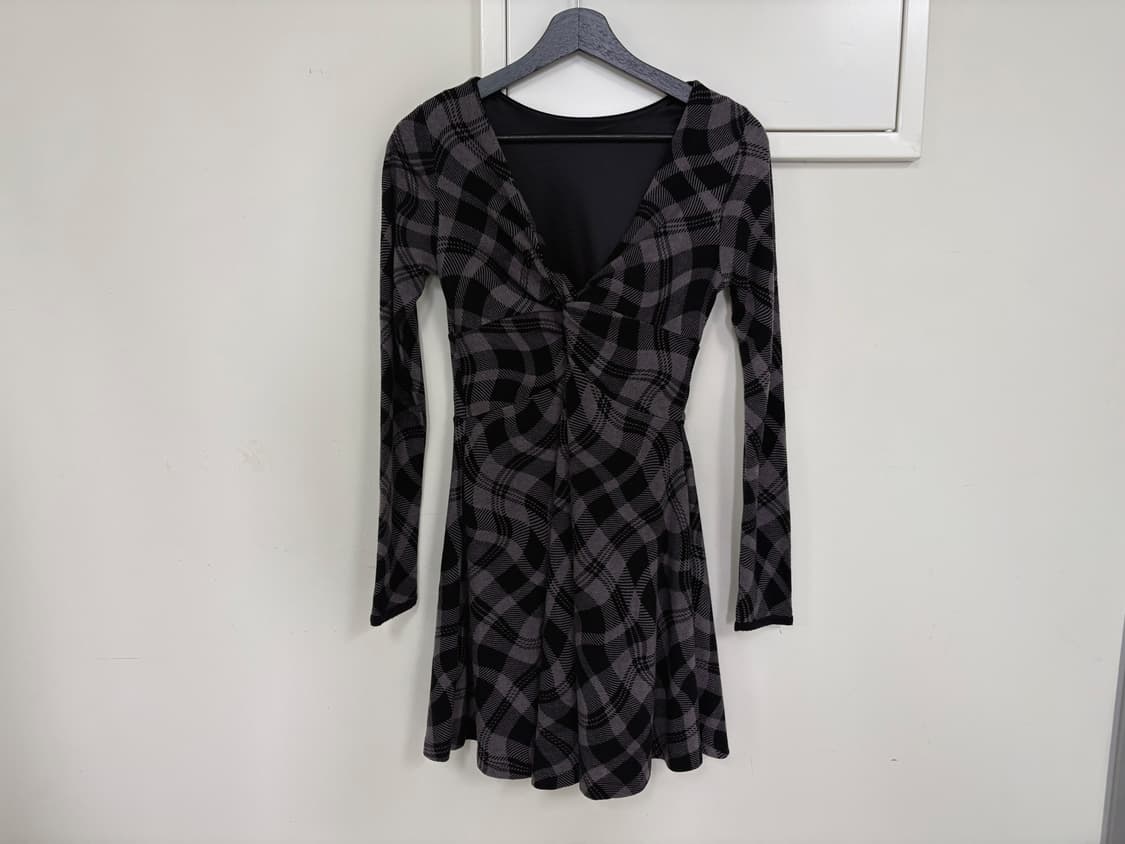 check pattern wrap dress 상품이미지1