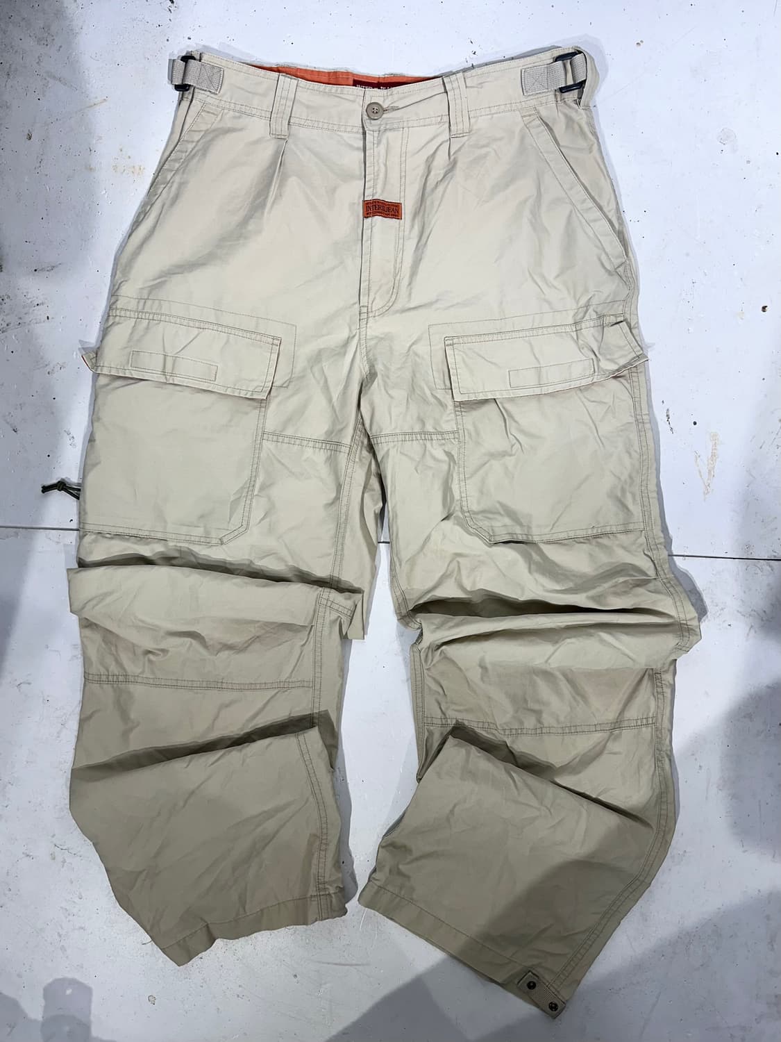 빈티지 베이지 유틸리티 멀티 포켓 와이드 카고 팬츠 L 상품이미지4