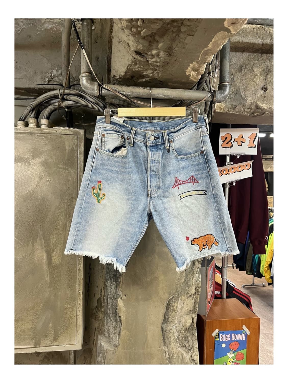 리바이스 501 CT 자수 하프 데님 팬츠 W76  #csz3569 상품이미지1