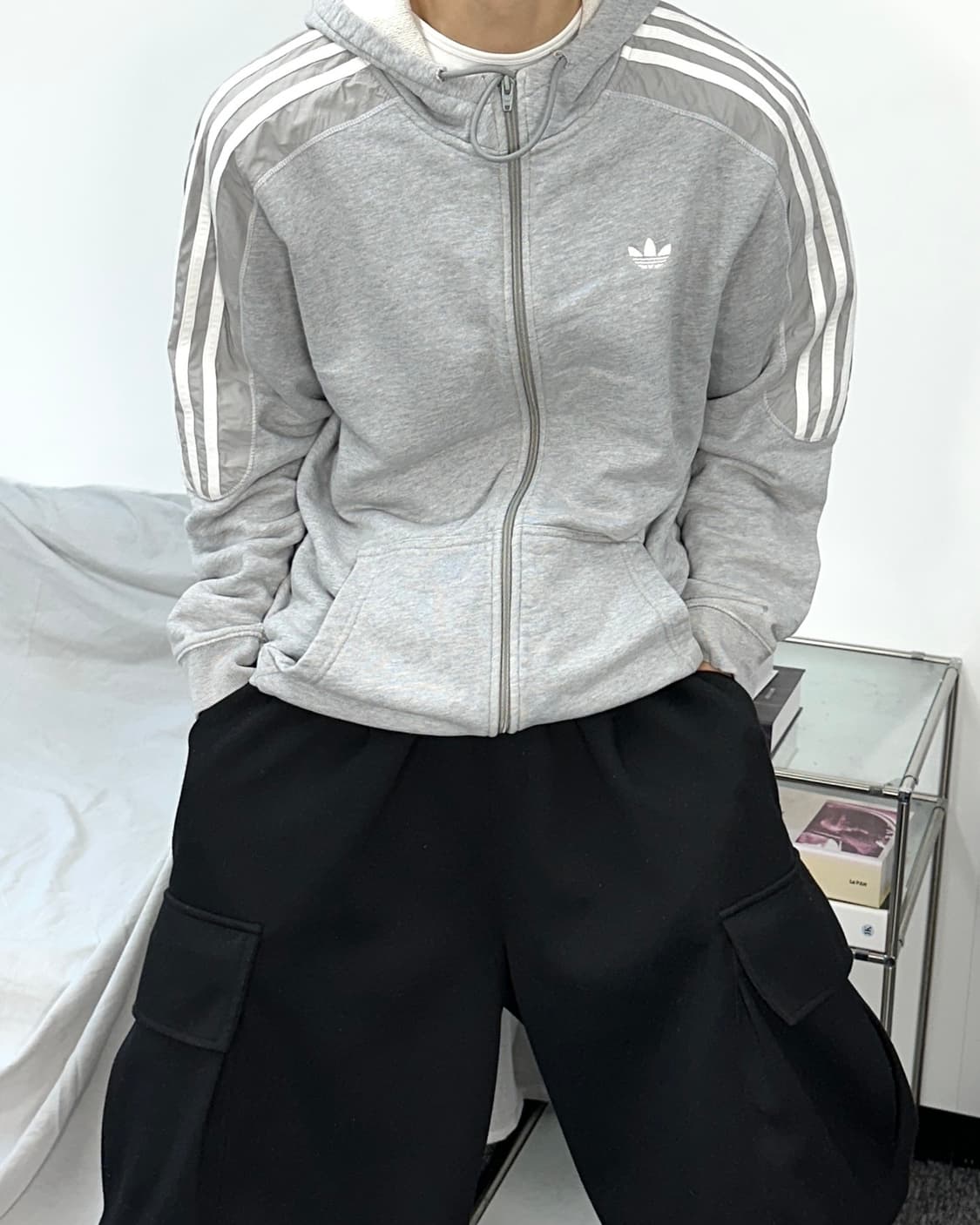 아디다스 그레이 파이어버드 후드집업 L 상품이미지1
