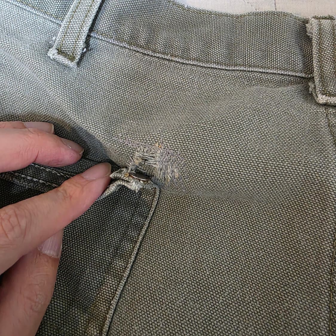 [38X32] 빈티지 칼하트 더블니 B136MOS 워크팬츠 M-5 보로 상품이미지7