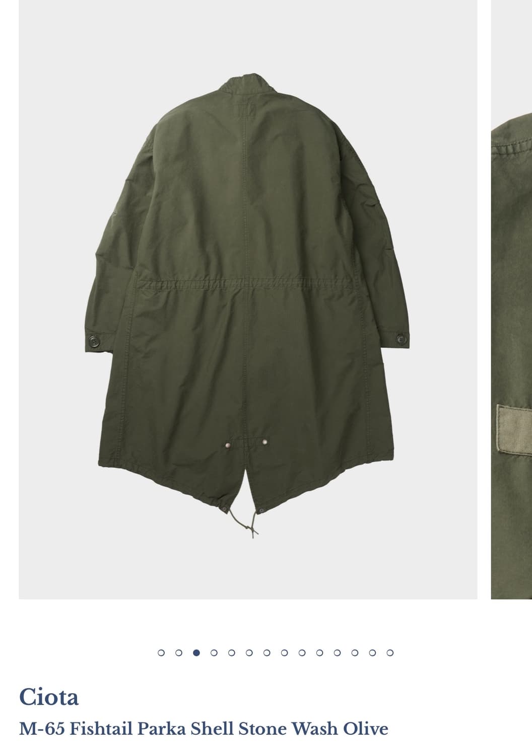 [5]시오타 25FW M-65 피쉬테일 파카 스톤워시 올리브 상품이미지2