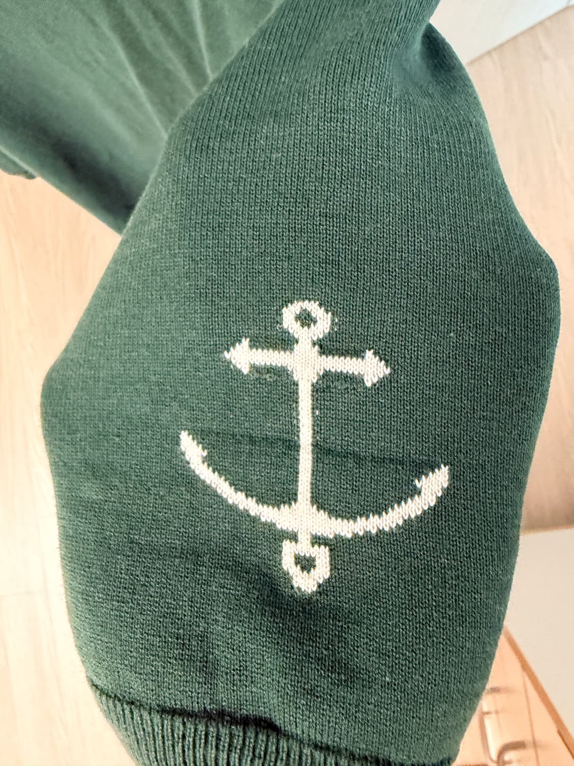 건지울른스 코튼 반팔 크루넥 니트 - 그린 상품이미지3