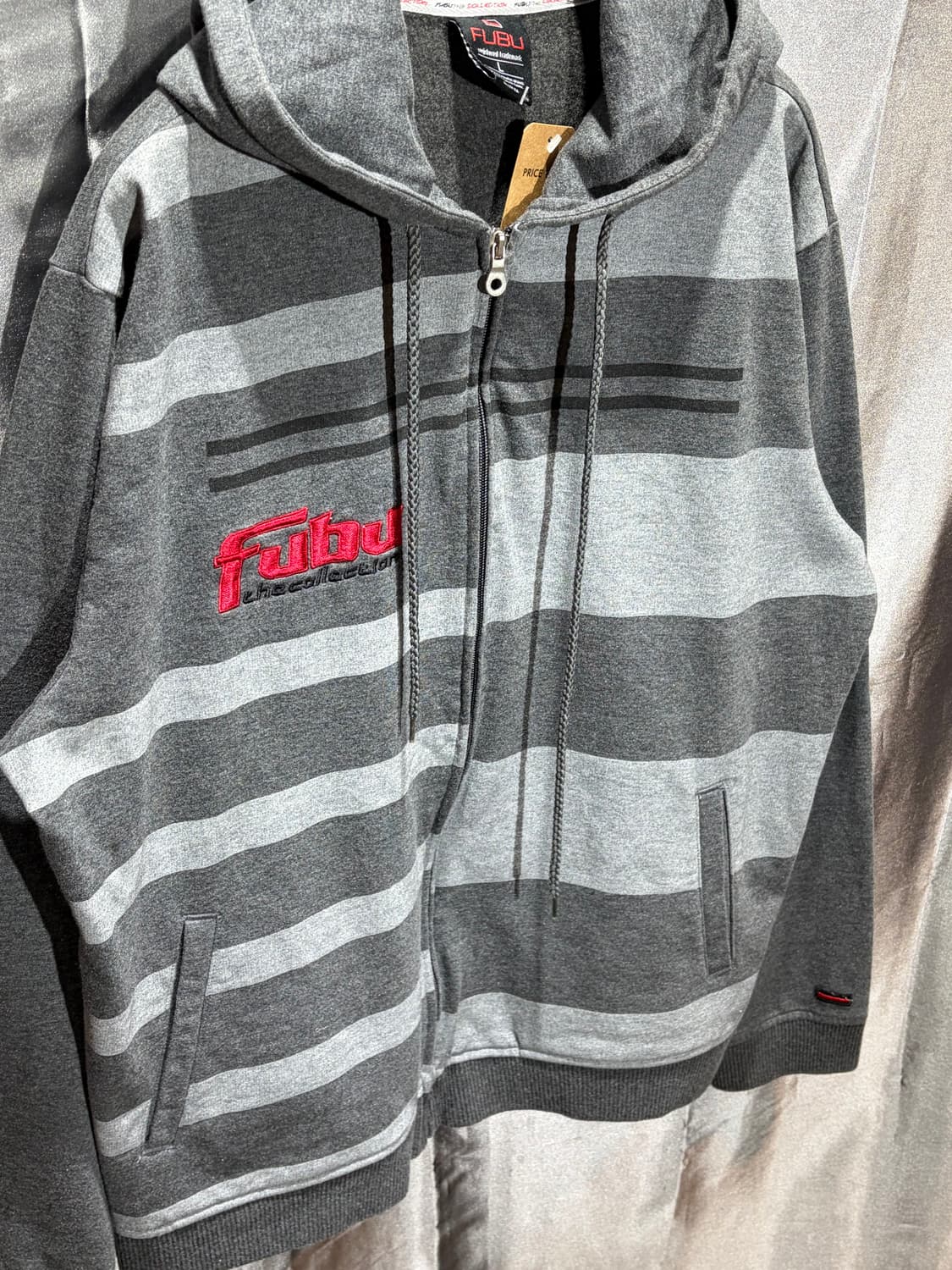 L FUBU 푸부 스트라이프 레드 스펠링 후드집업 상품이미지4