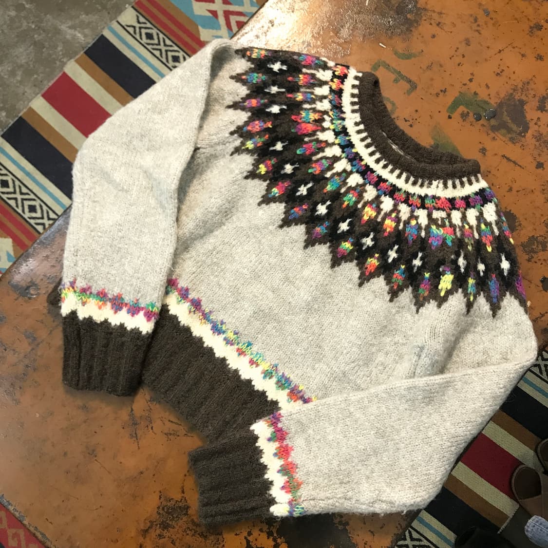 VTG 빈티지 브라운 노르딕 패턴 숏 니트 여성 55 사이즈 상품이미지2