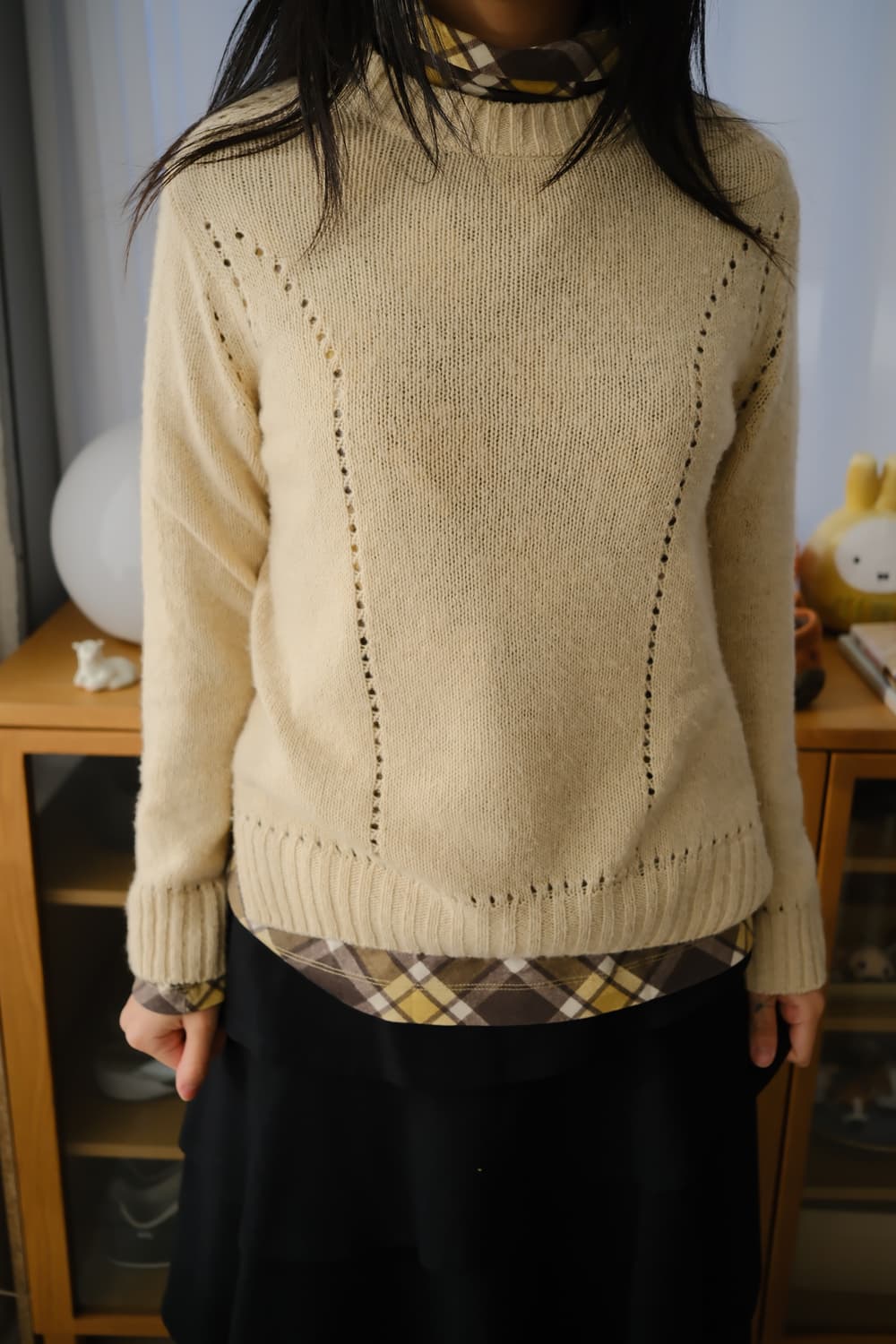 Plaid print turtle-neck top 상품이미지5