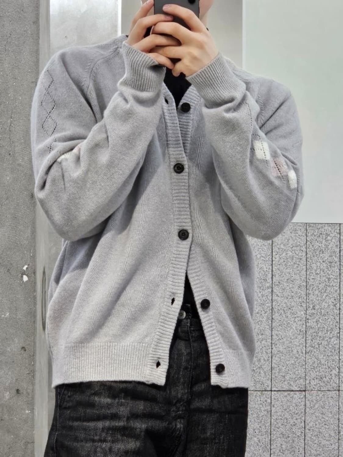 해칭룸 아가일 가디건 그레이 4 상품이미지1