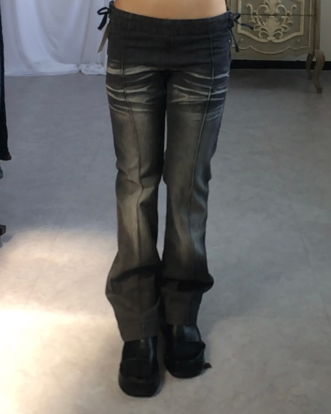 Side lace up point washing pants 상품이미지1